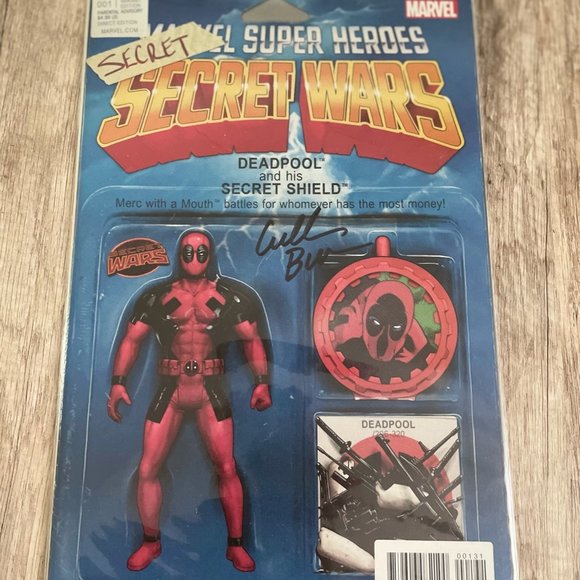 Marvel Secret Wars Deadpool Signed Action Figure